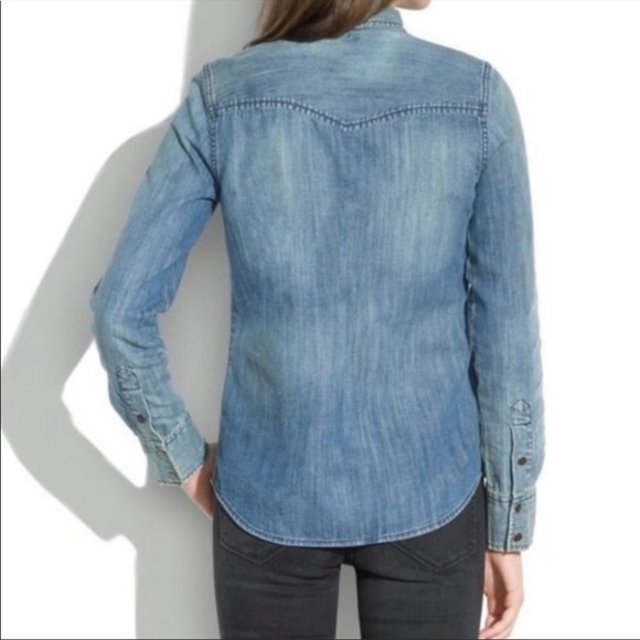 Madewell Western Denim Snap Button Top - Picture 2 of 5